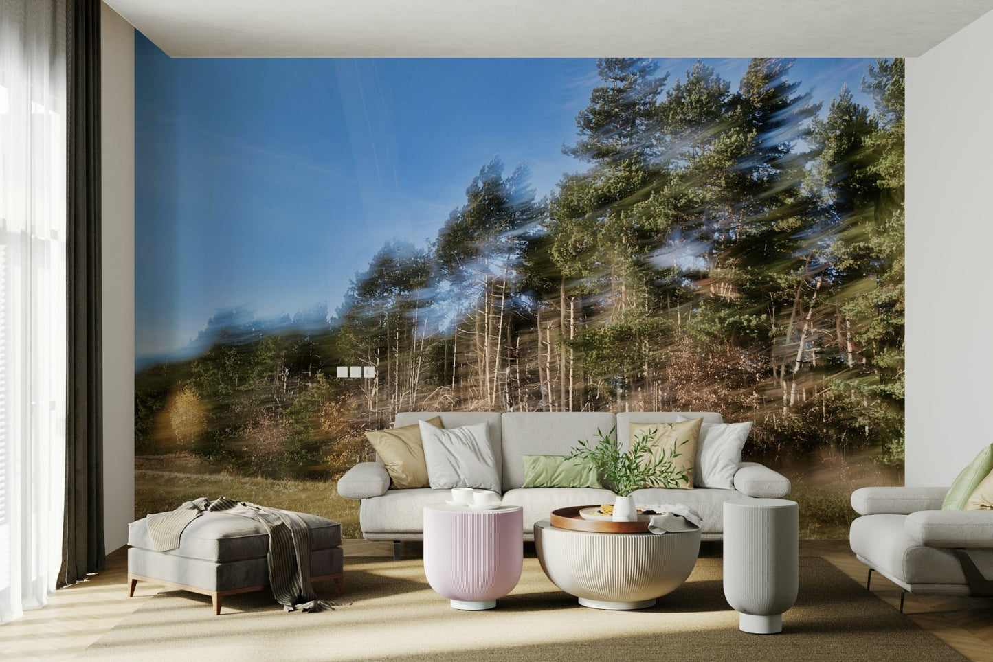 Suitable for a living room, bedroom, or a modern, nature-inspired, calming interior.
