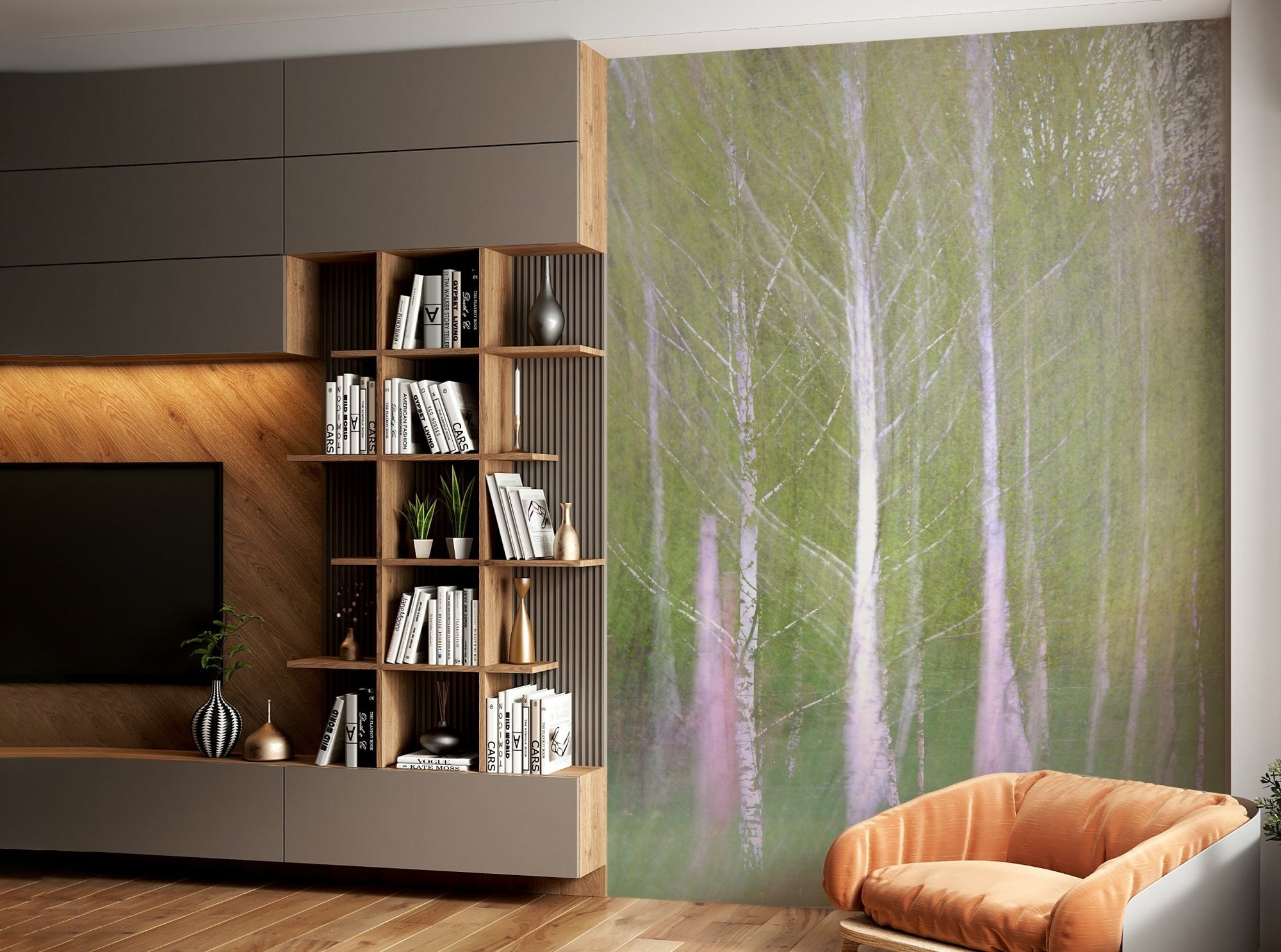 Blurred birch trees in an ethereal forest. GD2781