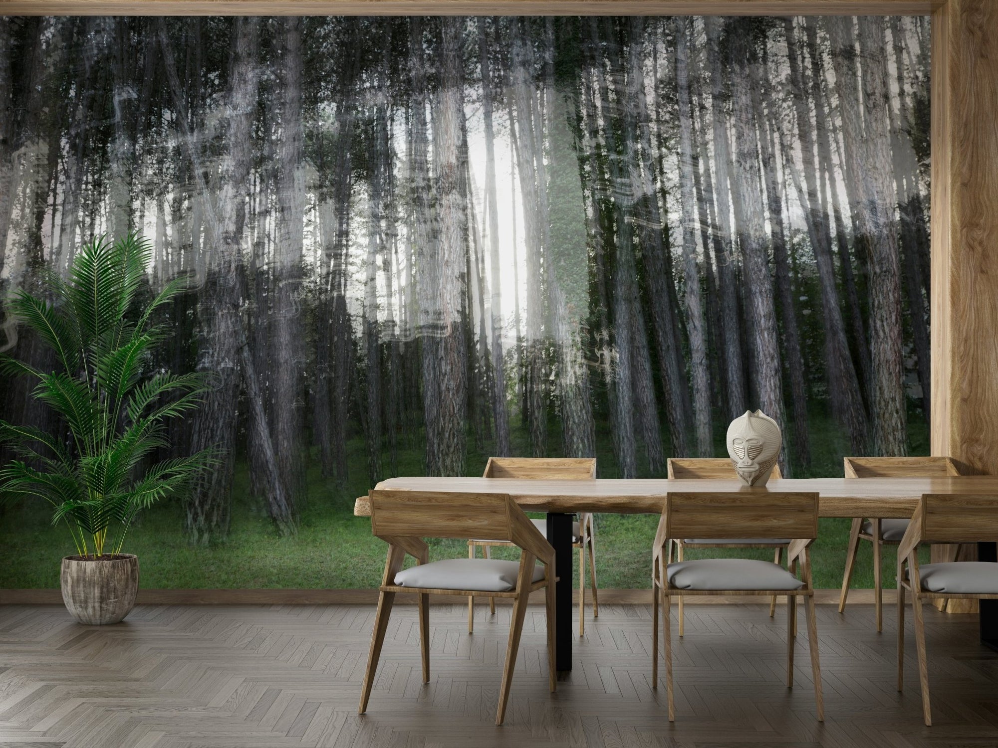 Ethereal Forest Photography Wall Mural with blurred trees, GD2679