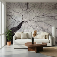 A calming serene forest wallpaper mural that defines a space.

