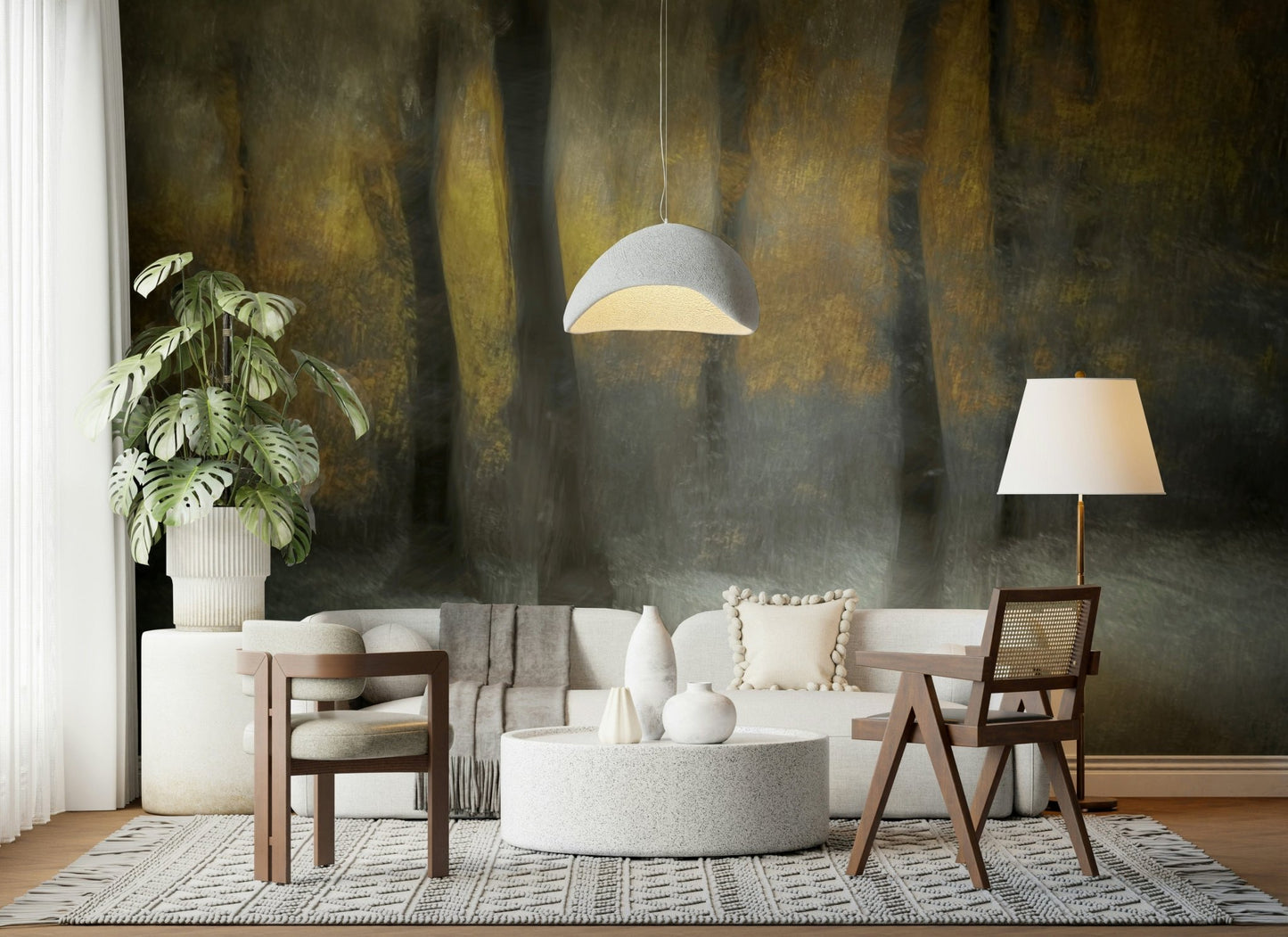 A classic forest theme wallpaper for walls.