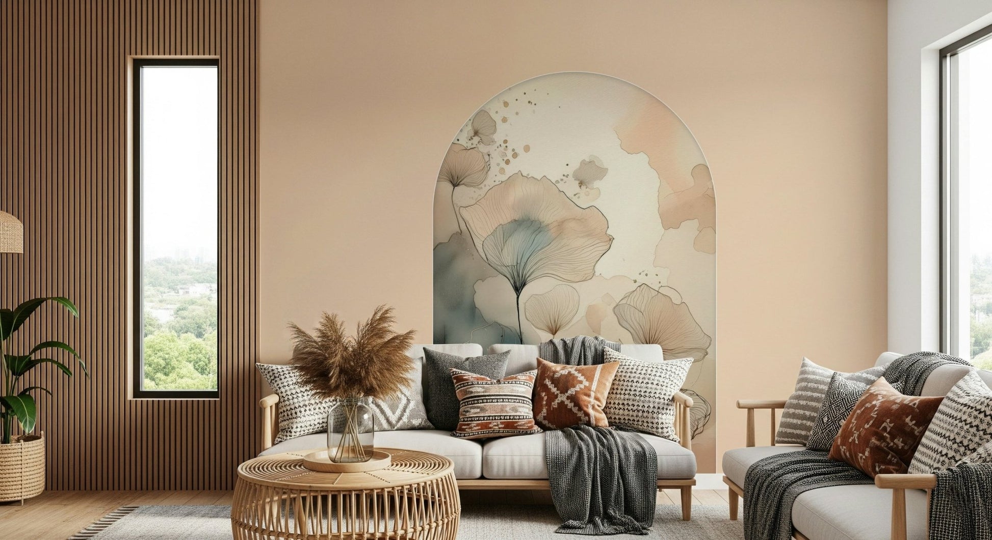 Ethereal Garden Archway Wall Mural creating an illusion of space in a foyer.