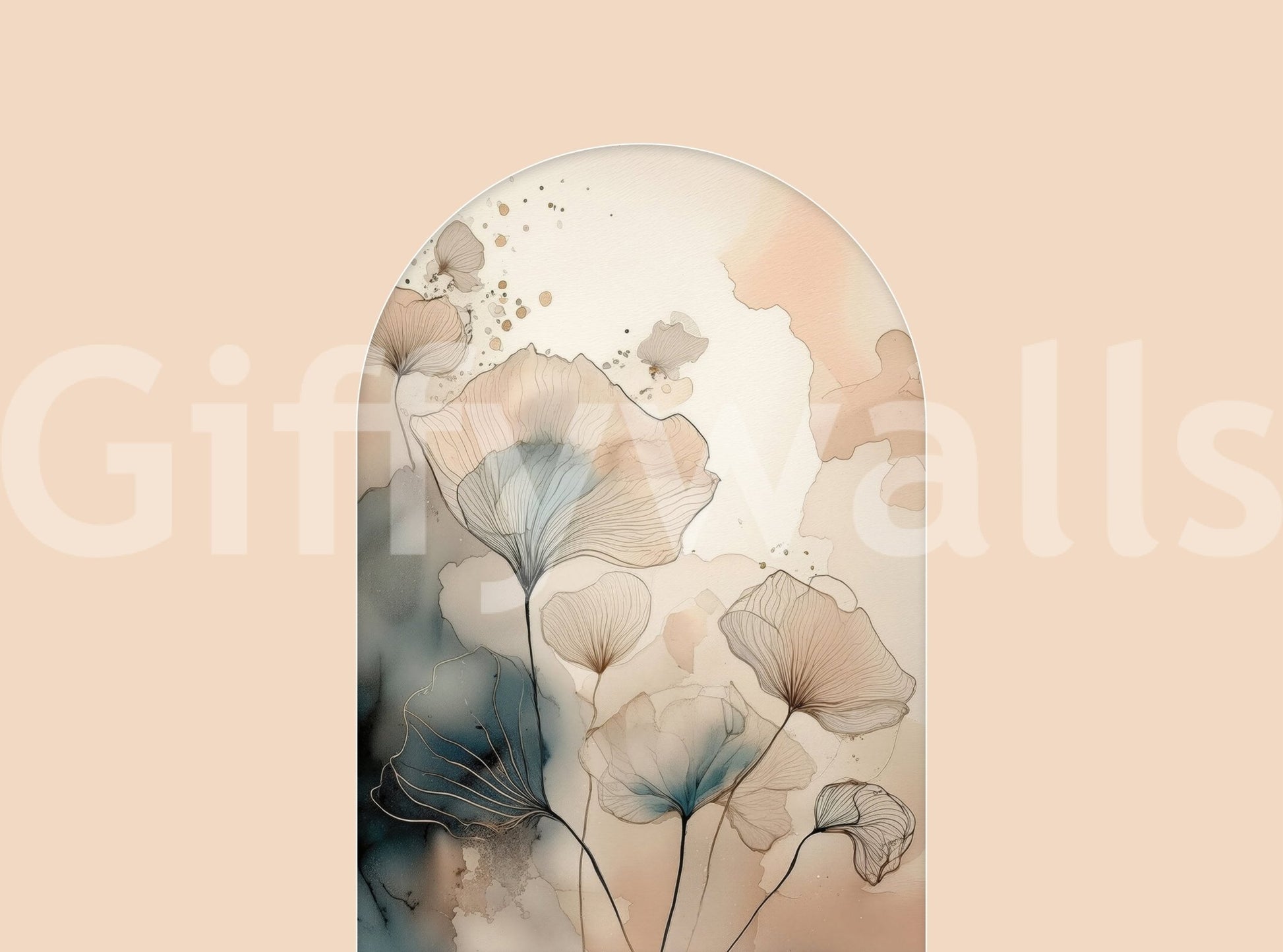 Wallpaper mural displayed effectively above a wainscoting element.