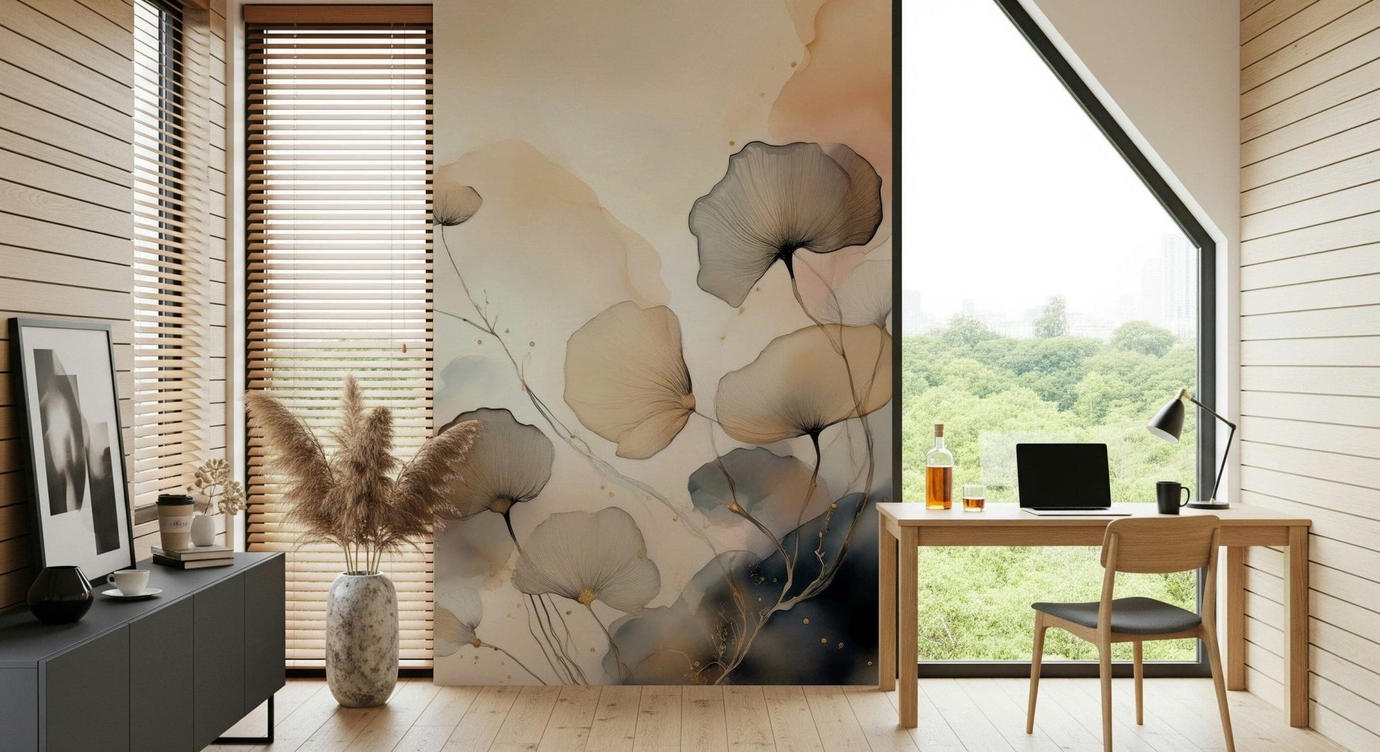 Watercolour effect on the Ethereal Garden Tones wallpaper mural.
