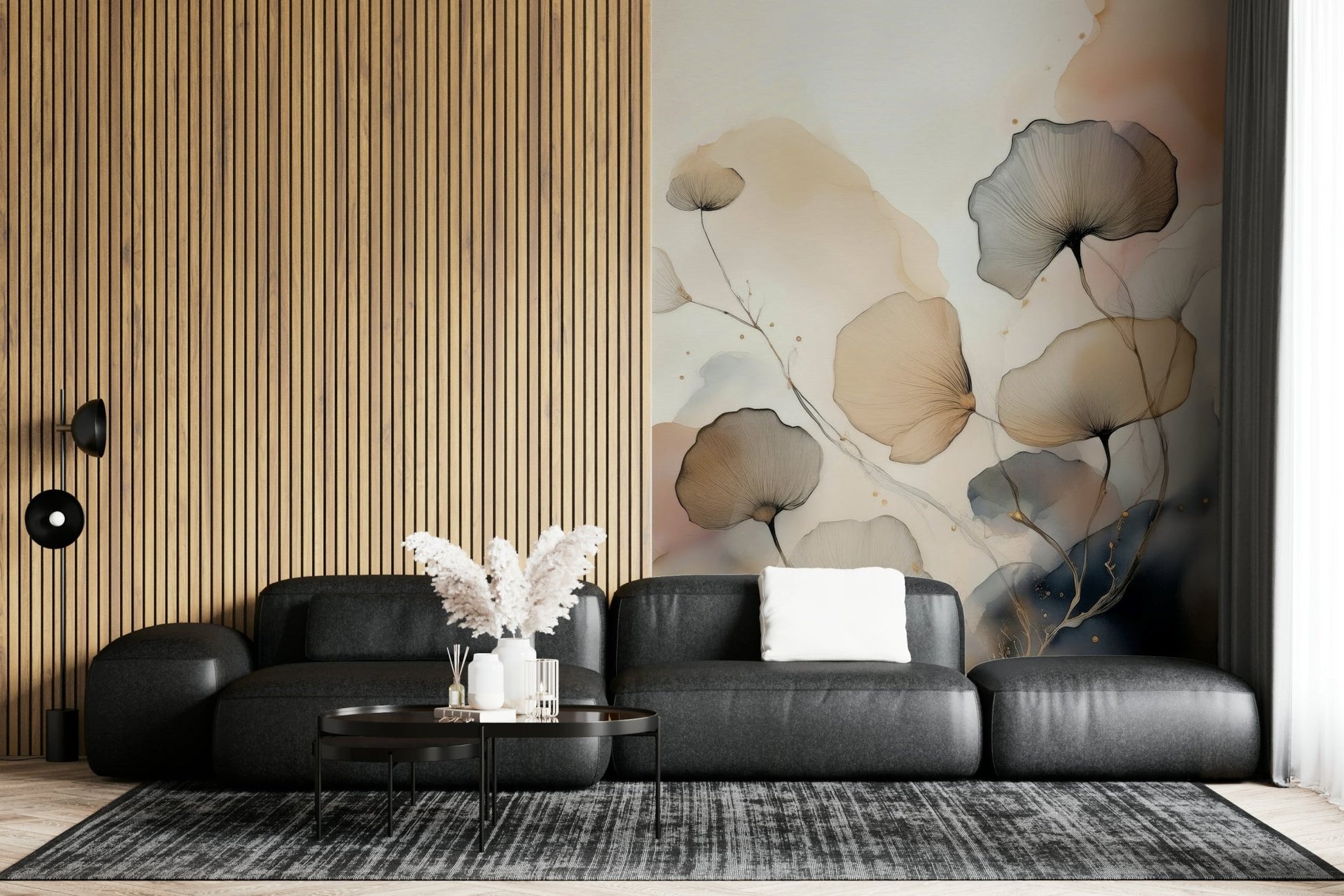 Ethereal Garden Tones peel and stick wallpaper in a dressing room.
