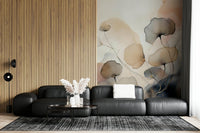 Ethereal Garden Tones peel and stick wallpaper in a dressing room.