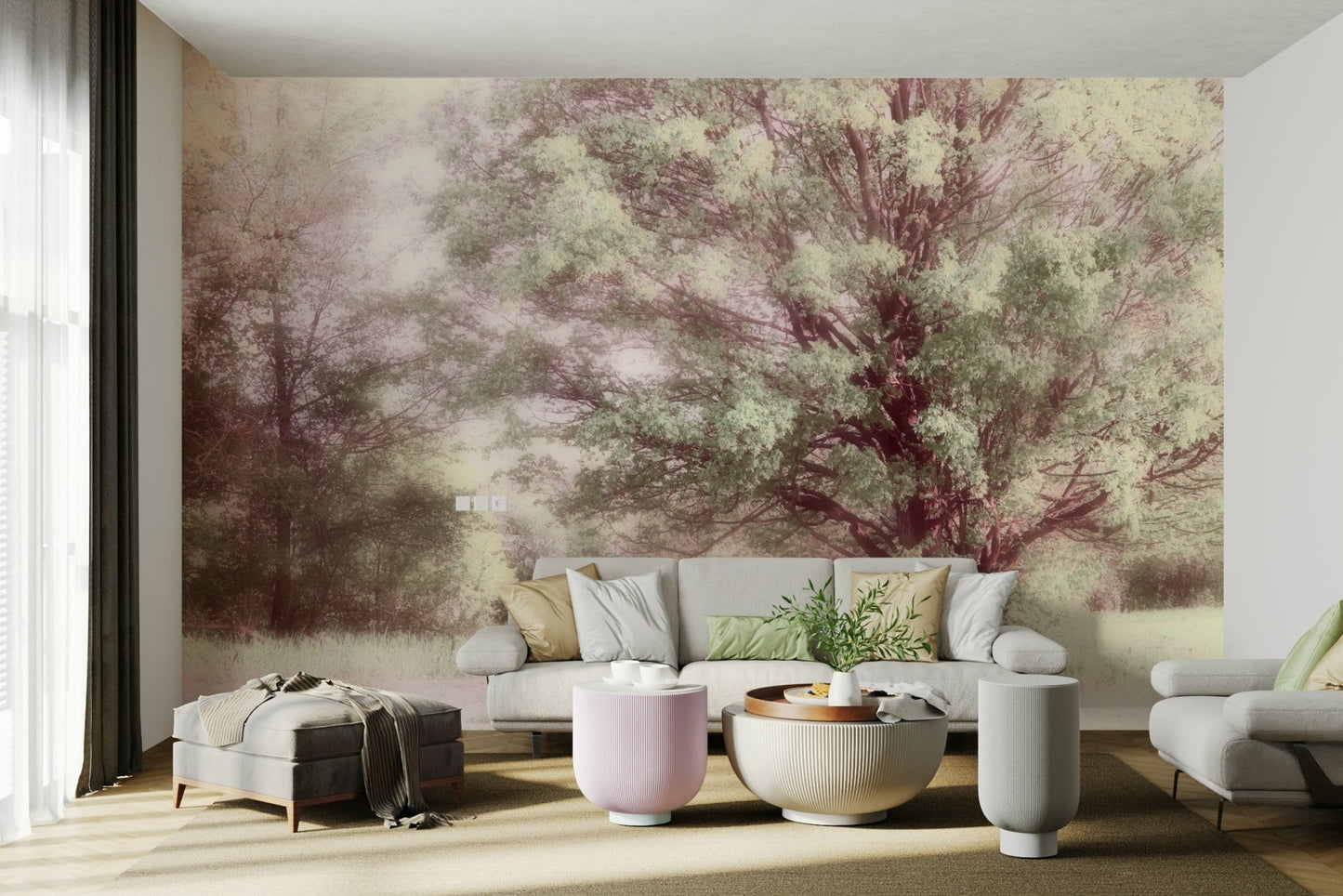 Ethereal Green Tree Art Print | Tranquil Nature Photography | Soft Pastel Landscape Decor Wall Mural