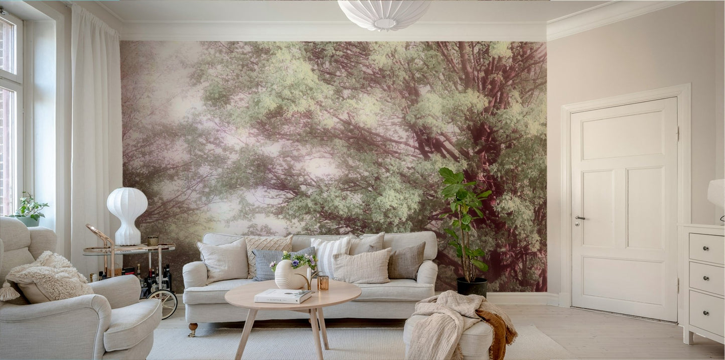 Ethereal Green Tree Art Print | Tranquil Nature Photography | Soft Pastel Landscape Decor Wall Mural