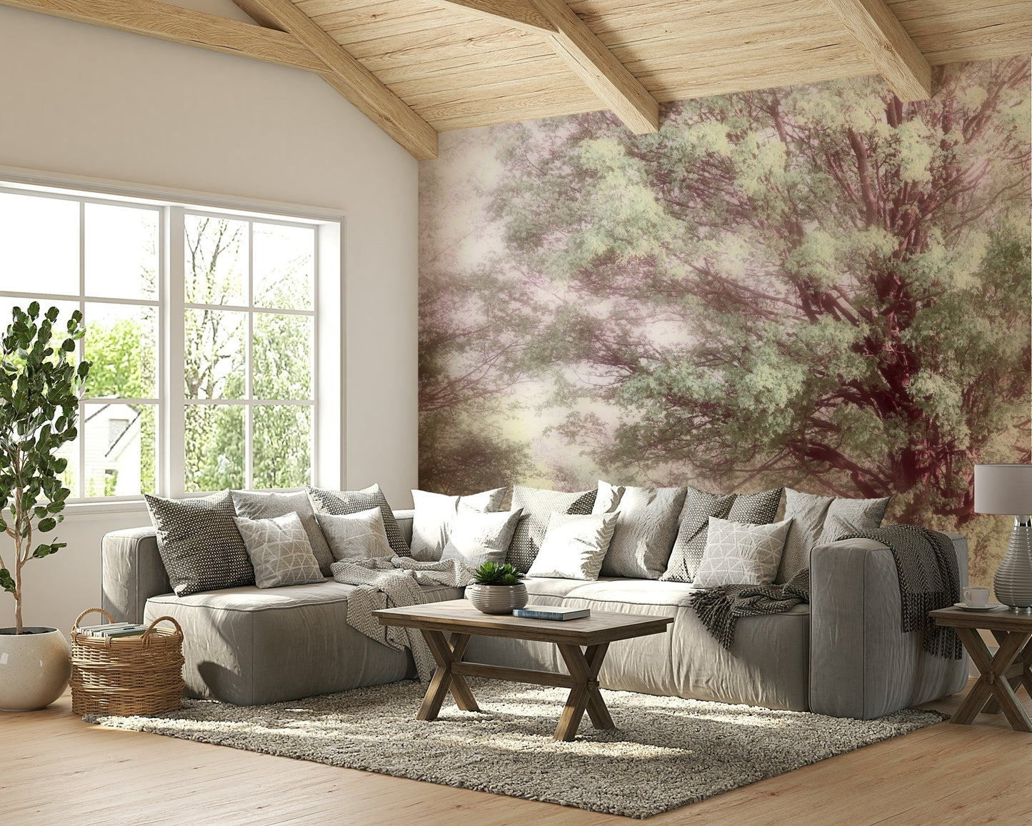 Ethereal Green Tree Art Print | Tranquil Nature Photography | Soft Pastel Landscape Decor Wall Mural