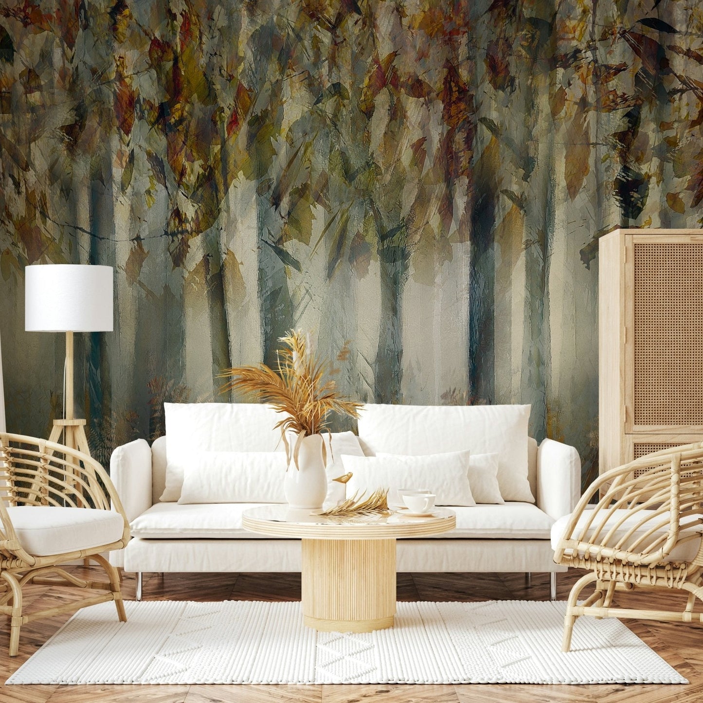 A beautiful wide-angle wall mural of a dreamy wood., GD5557