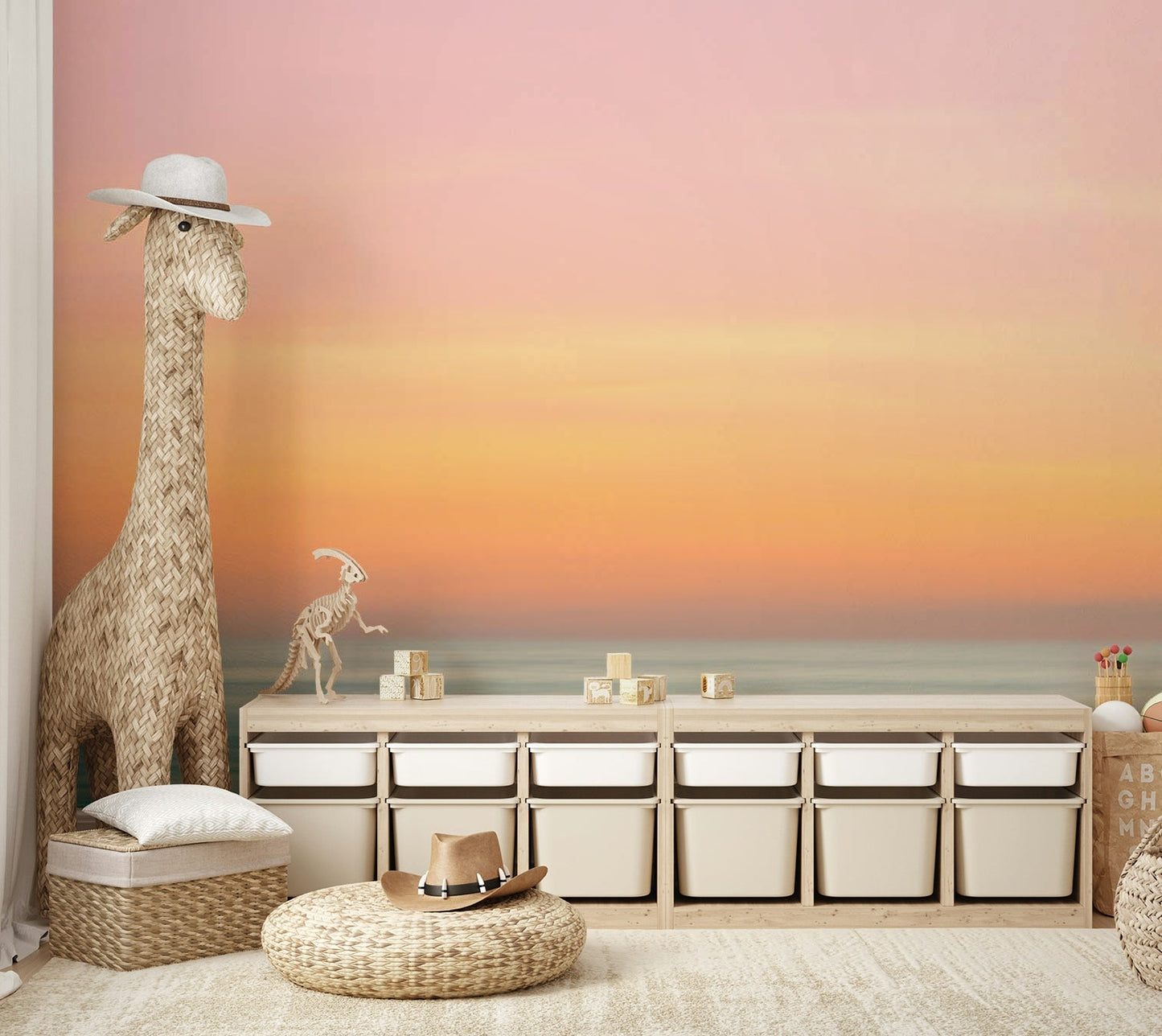 Abstract gradient mural in natural shades

