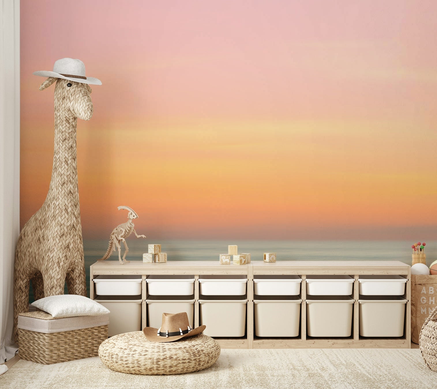 Abstract gradient mural in natural shades

