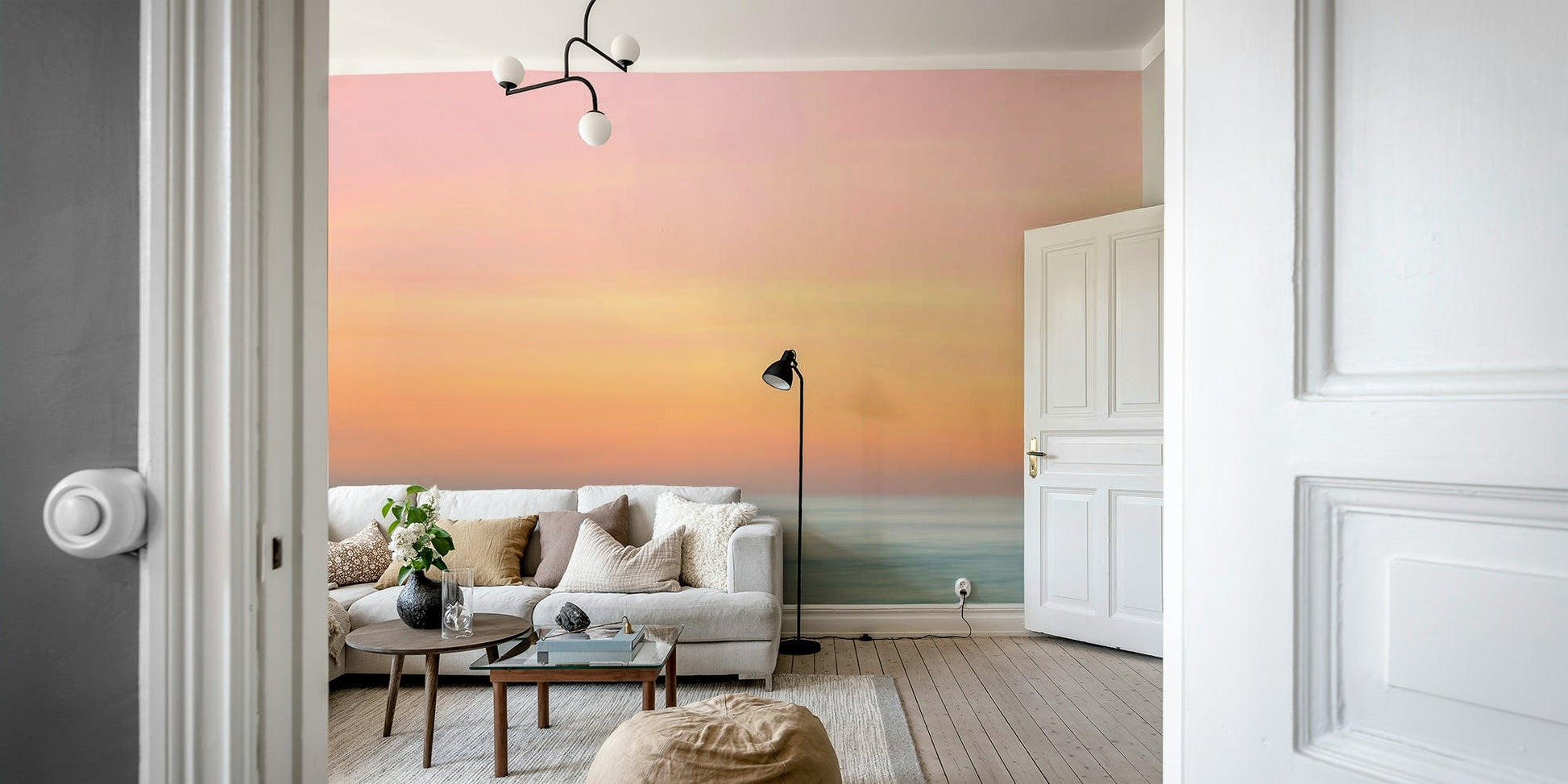 Soft gradient wall mural with sky tones

