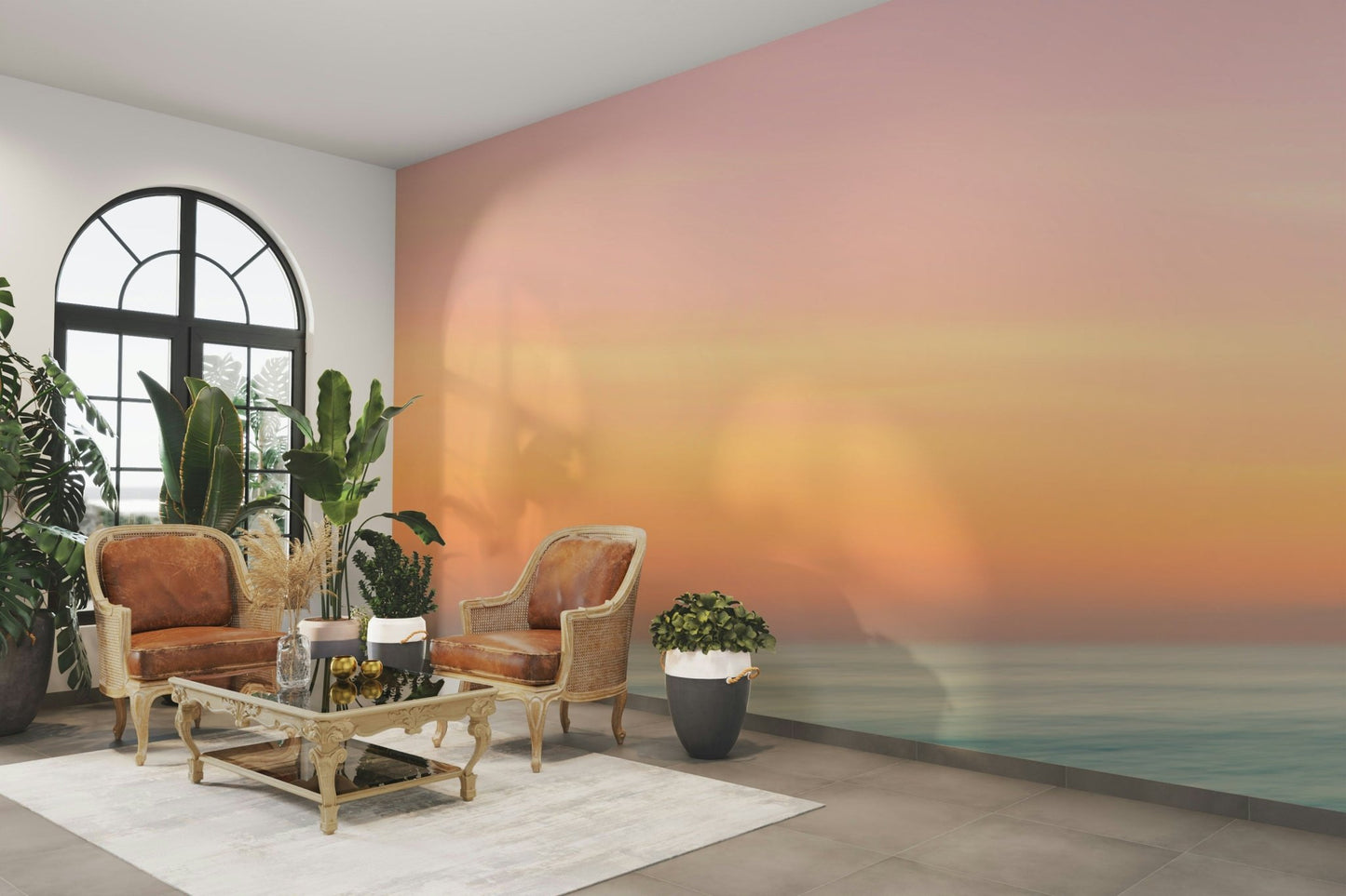 Peaceful wall mural with blended tones

