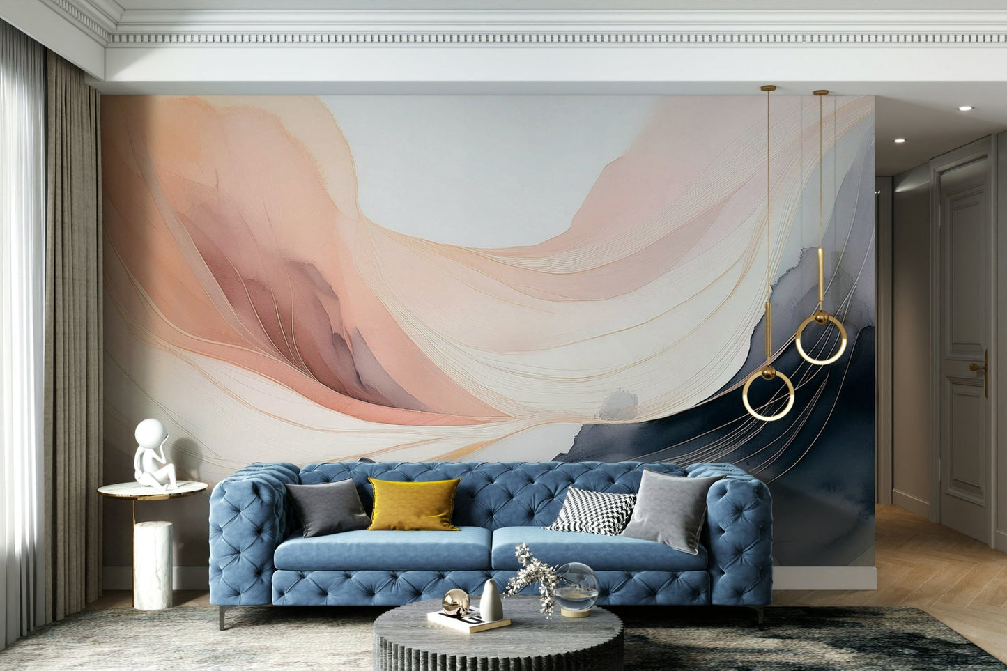 Elegant pastel mural design for modern walls.

