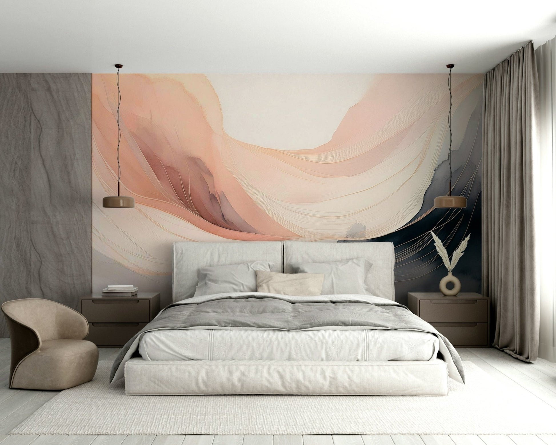 Ethereal hues wall mural for a tranquil atmosphere.

