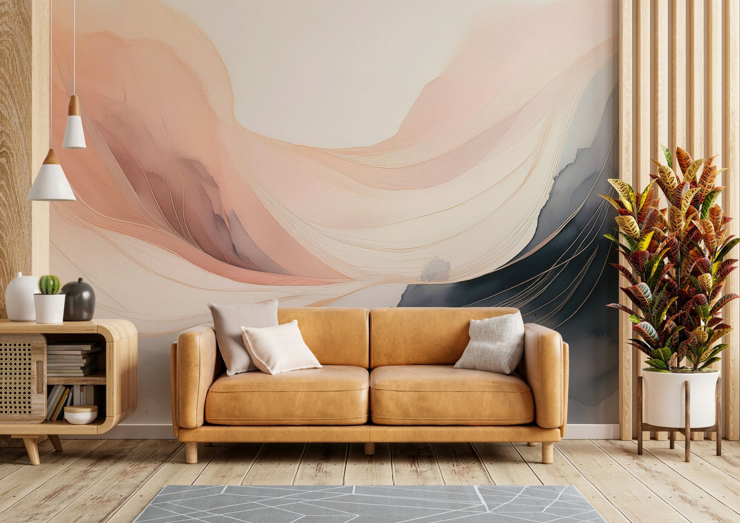 Elegant ethereal hues mural bringing serenity indoors.

