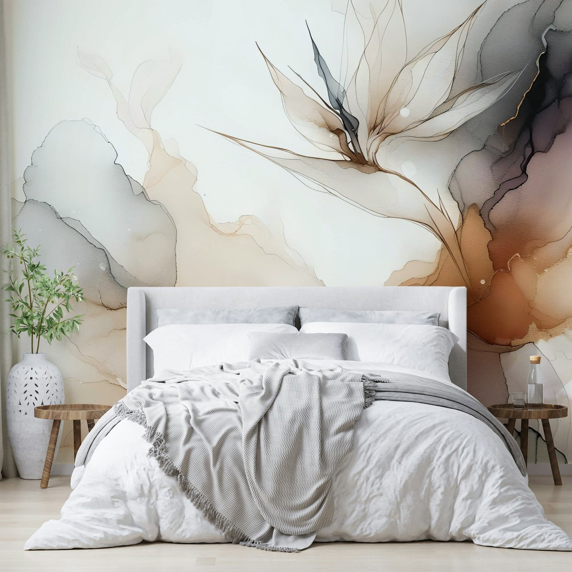 Trendy abstract wall mural with calming tones