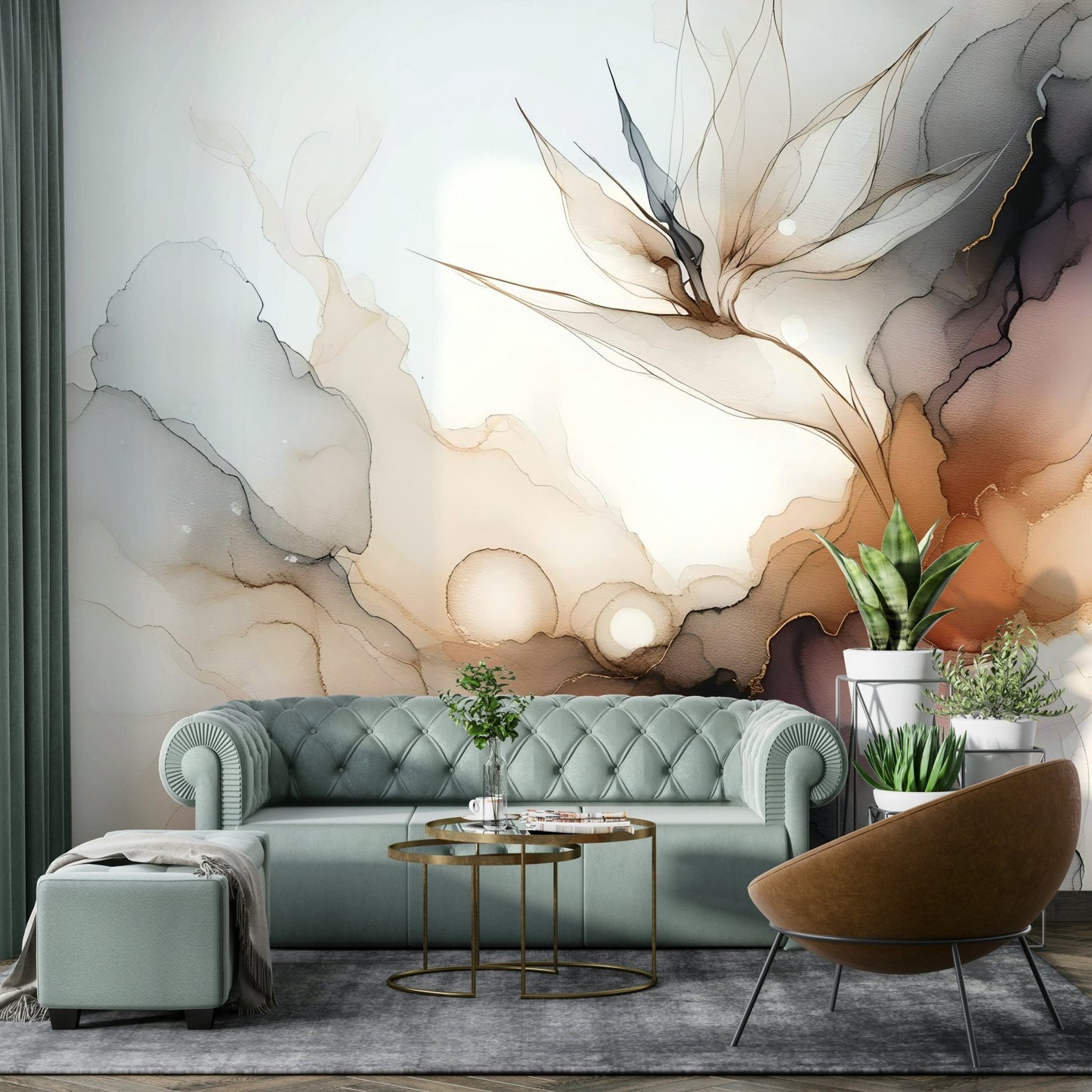 Ethereal Inkscape Harmony Wall Mural for modern decor