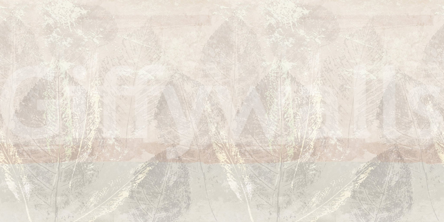 Soft botanical impressions shape Ethereal Leaves Texture Cream Wall Mural in warm neutrals