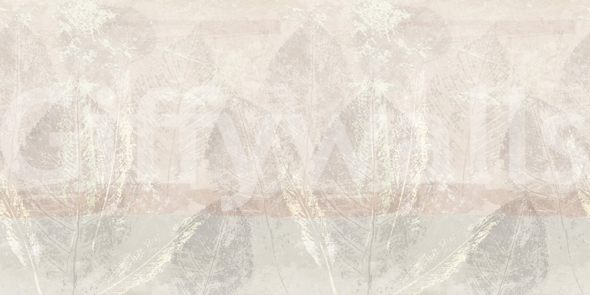 Soft botanical impressions shape Ethereal Leaves Texture Cream Wall Mural in warm neutrals