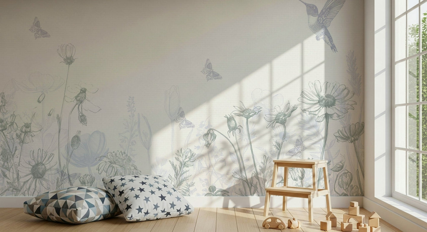 An artistic nature inspired mural for home decor.