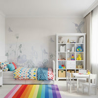 A calming serene meadow wallpaper mural that defines a space.