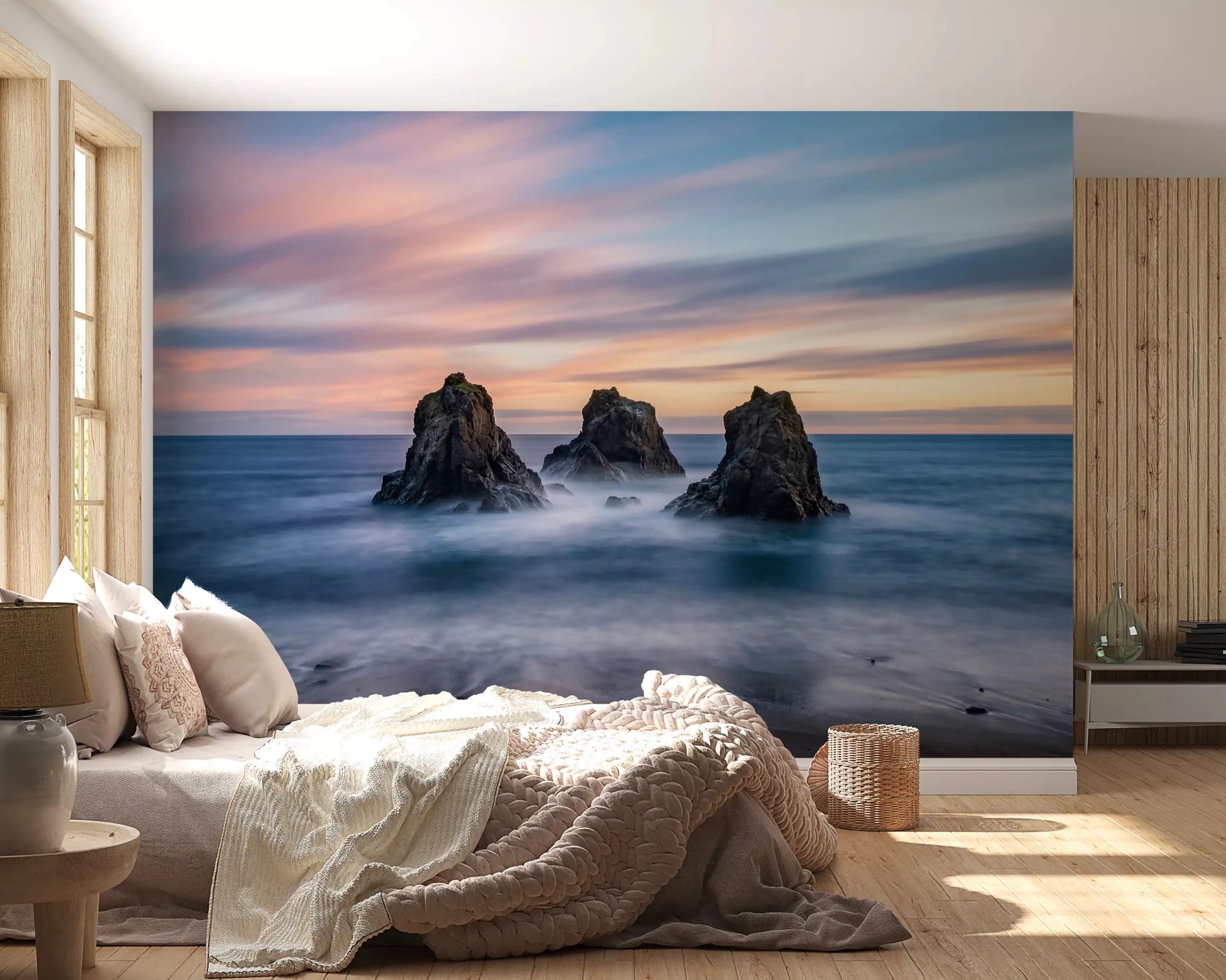 Ethereal Ocean Rocks at Sunset Wall Mural