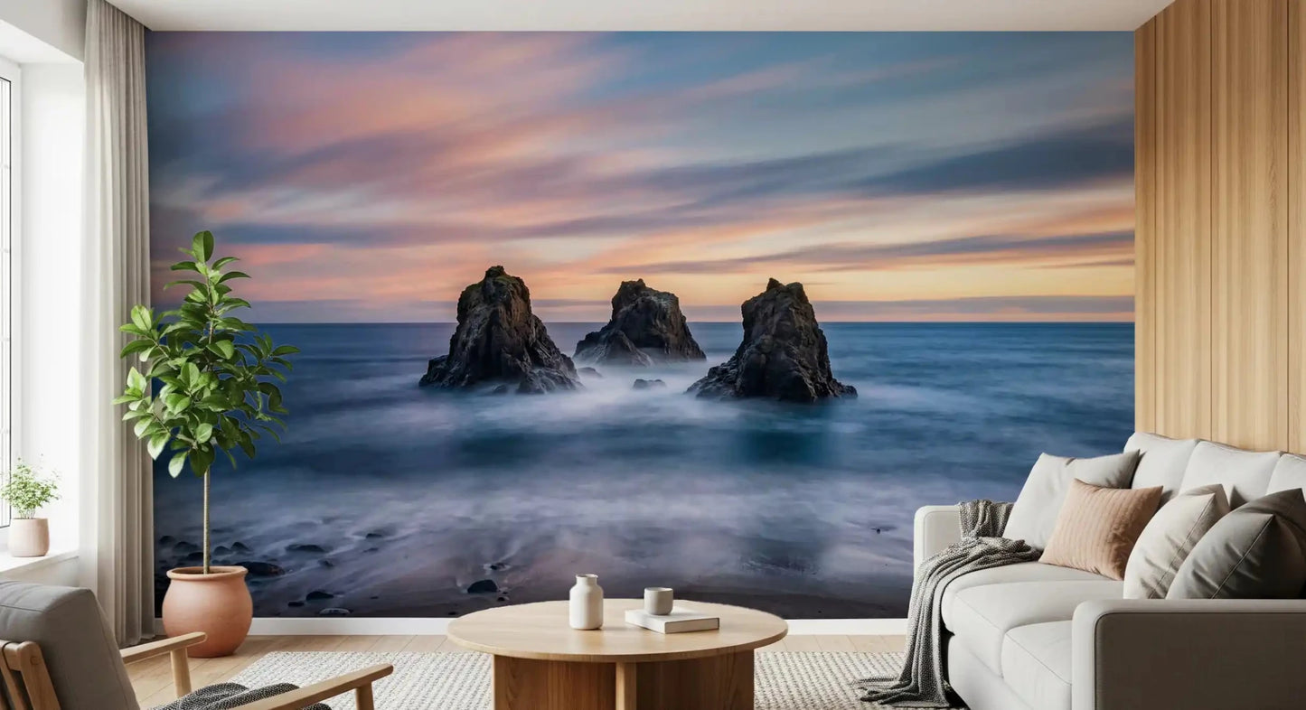 Ethereal Ocean Rocks at Sunset Wall Mural