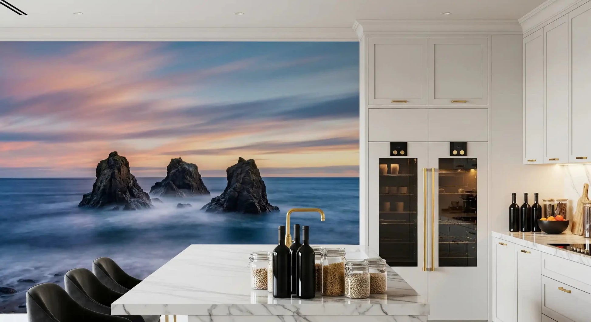 Ethereal Ocean Rocks at Sunset Wall Mural
