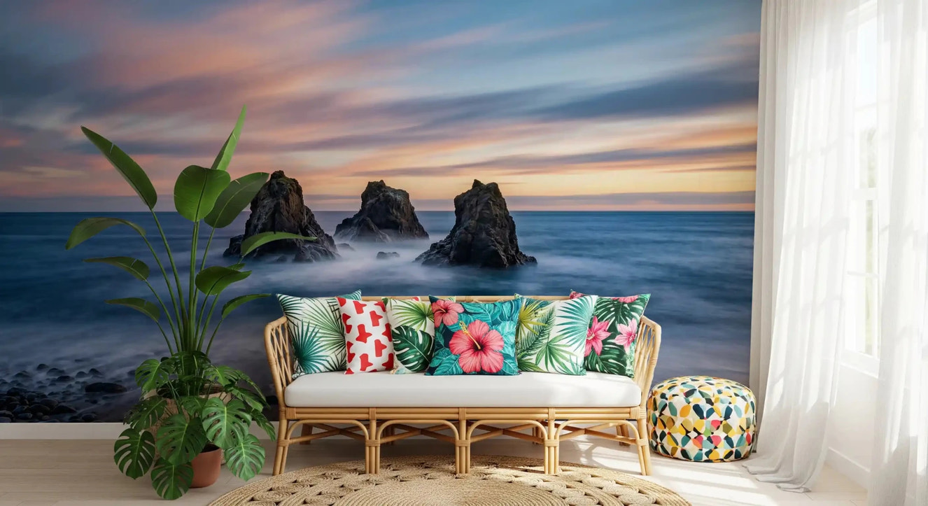 Ethereal Ocean Rocks at Sunset Wall Mural