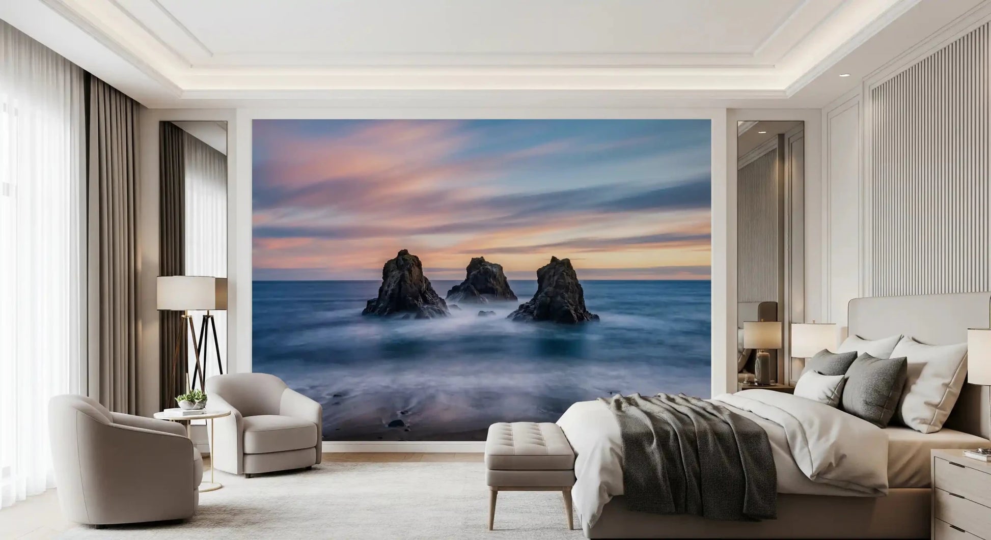 Ethereal Ocean Rocks at Sunset Wall Mural