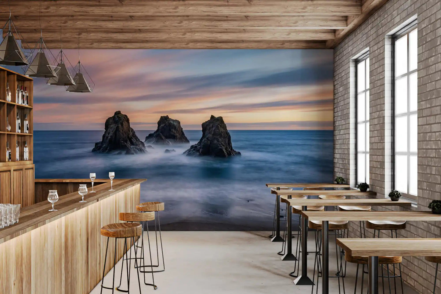 Ethereal Ocean Rocks at Sunset Wall Mural
