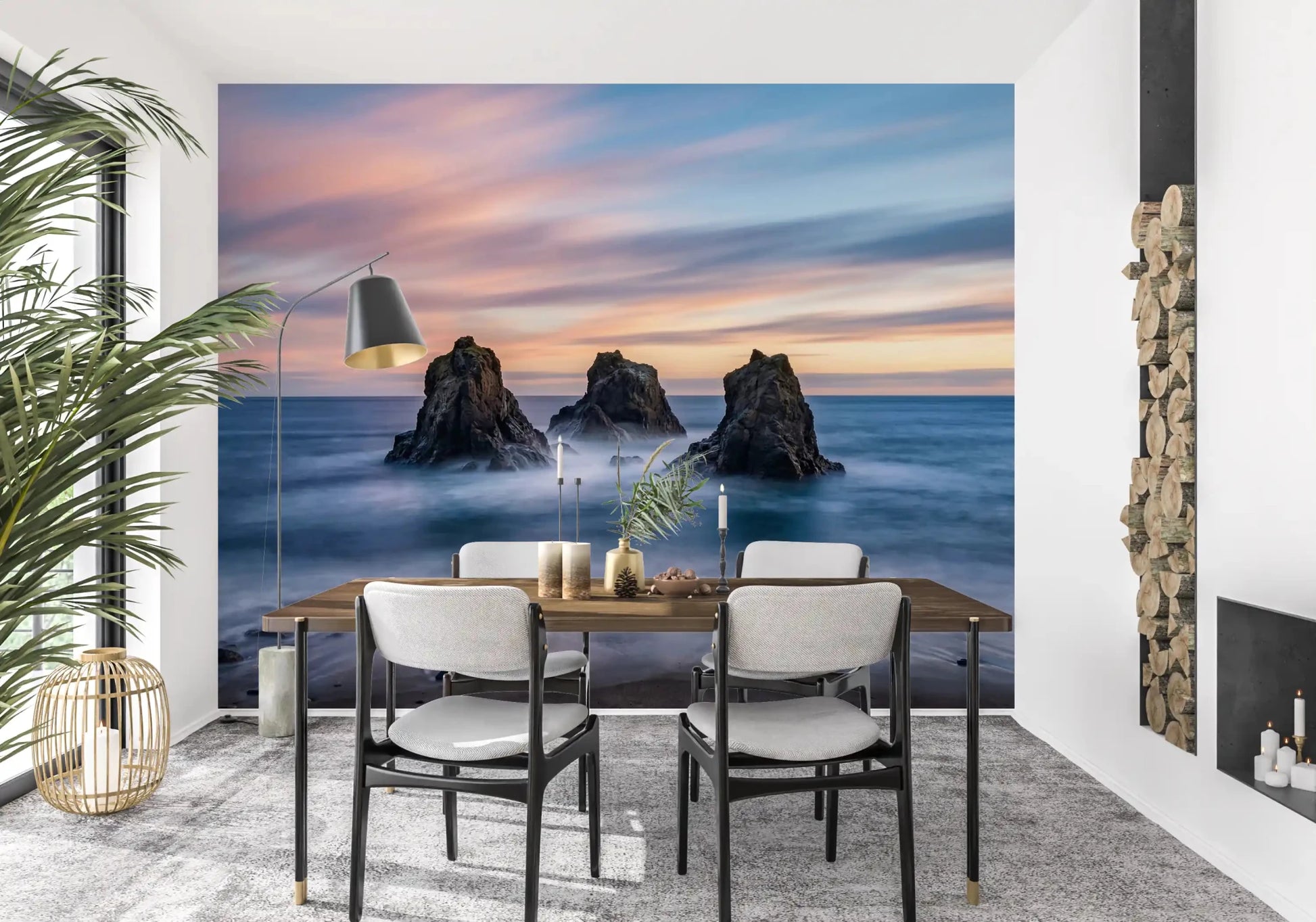 Ethereal Ocean Rocks at Sunset Wall Mural