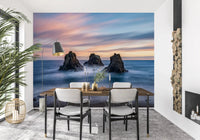 Ethereal Ocean Rocks at Sunset Wall Mural