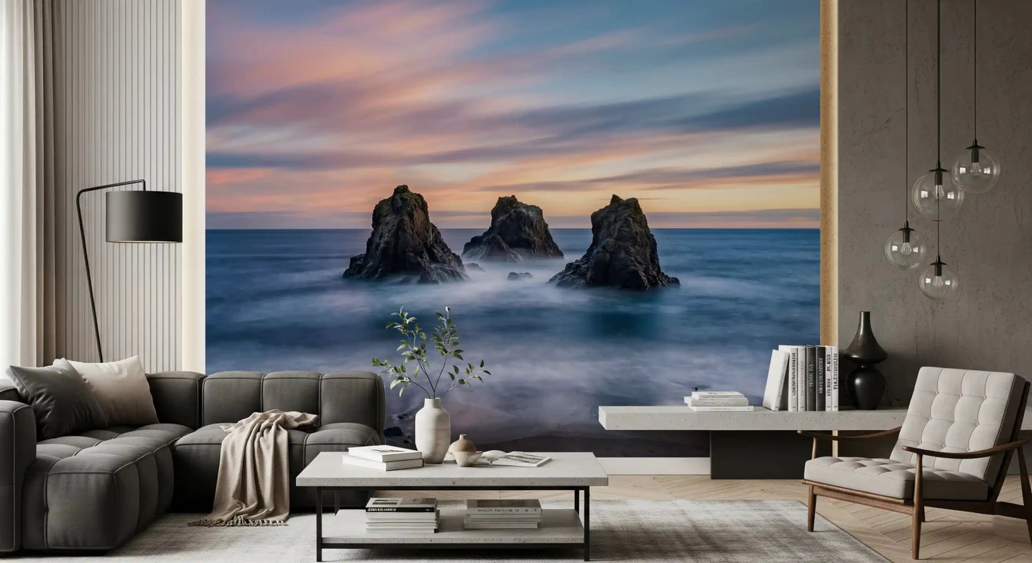 Ethereal Ocean Rocks at Sunset Wall Mural
