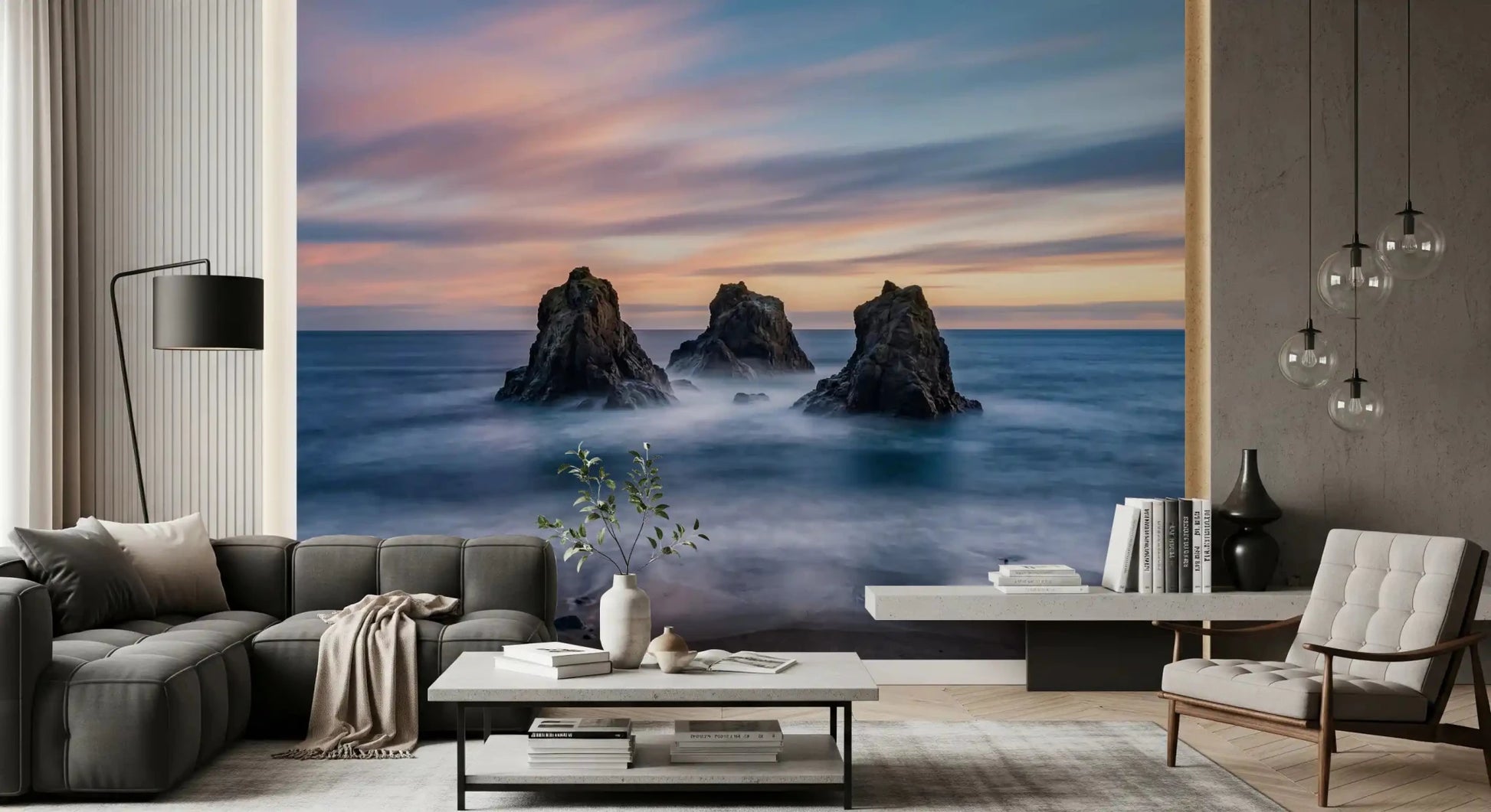 Ethereal Ocean Rocks at Sunset Wall Mural