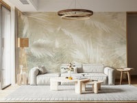 A calming serene palm wallpaper mural that defines a space.