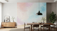 Textured details of the Ethereal Pastel Sky Wall Mural provide a hand-painted appearance.