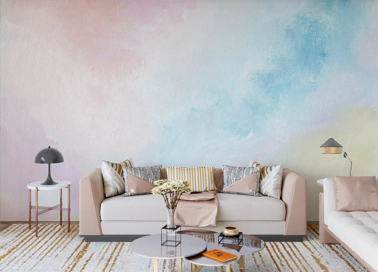 Brings soft morning hues to this bright living space area Ethereal Pastel Sky Wall Mural .