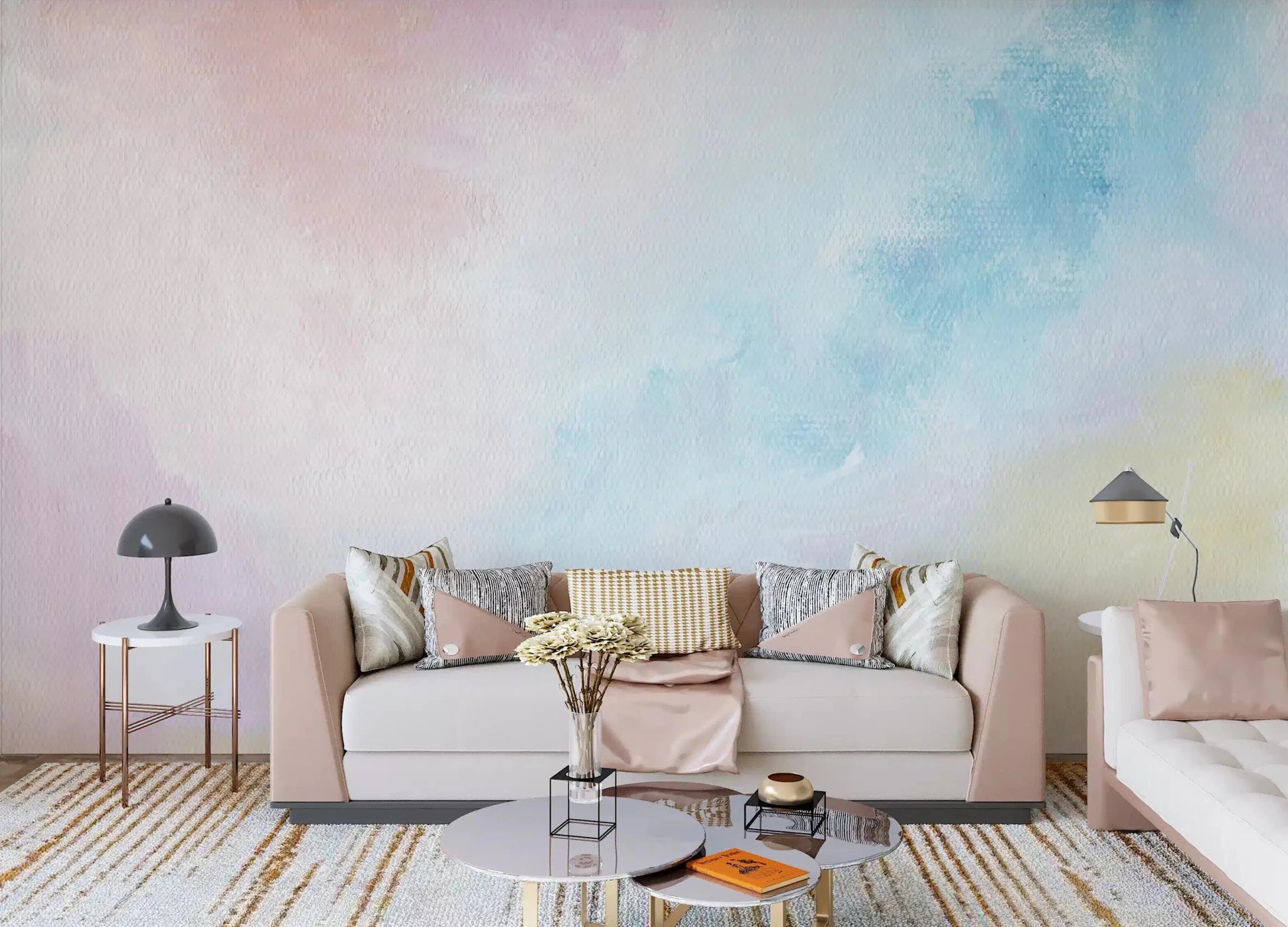 Brings soft morning hues to this bright living space area Ethereal Pastel Sky Wall Mural .