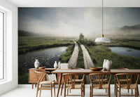 A contemplative gentle haze wallpaper mural for a feature wall.