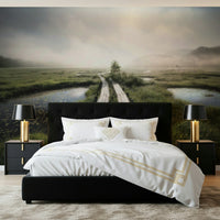An artistic soft focus landscape mural on scenic wallpaper.