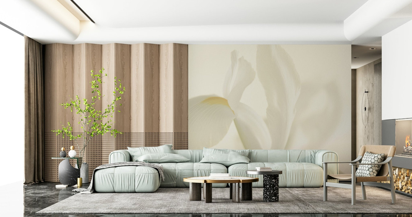 A beautiful ethereal floral wallpaper mural with soft petals.