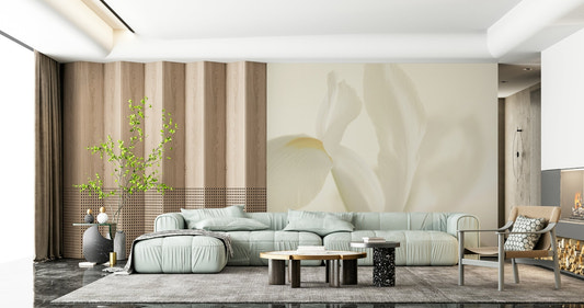 A beautiful ethereal floral wallpaper mural with soft petals.
