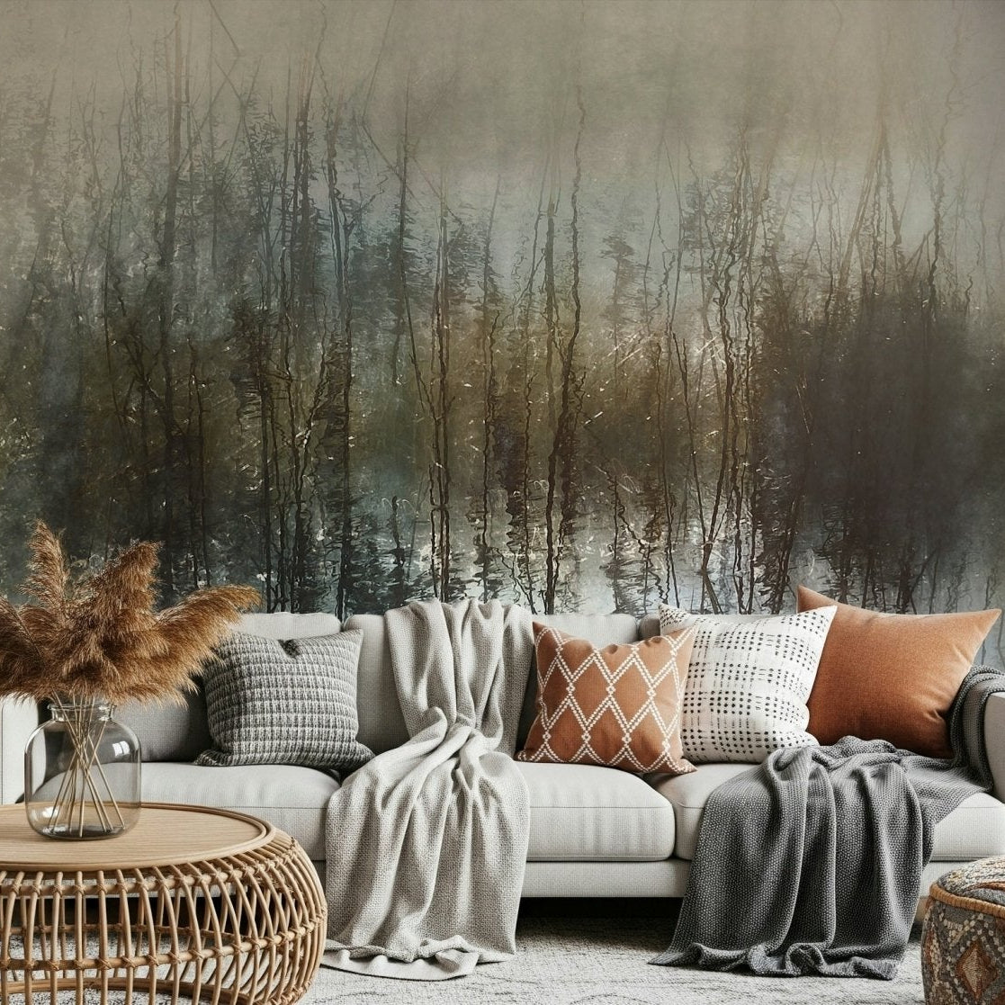 A calming abstract design wallpaper mural that defines a space., GD5624