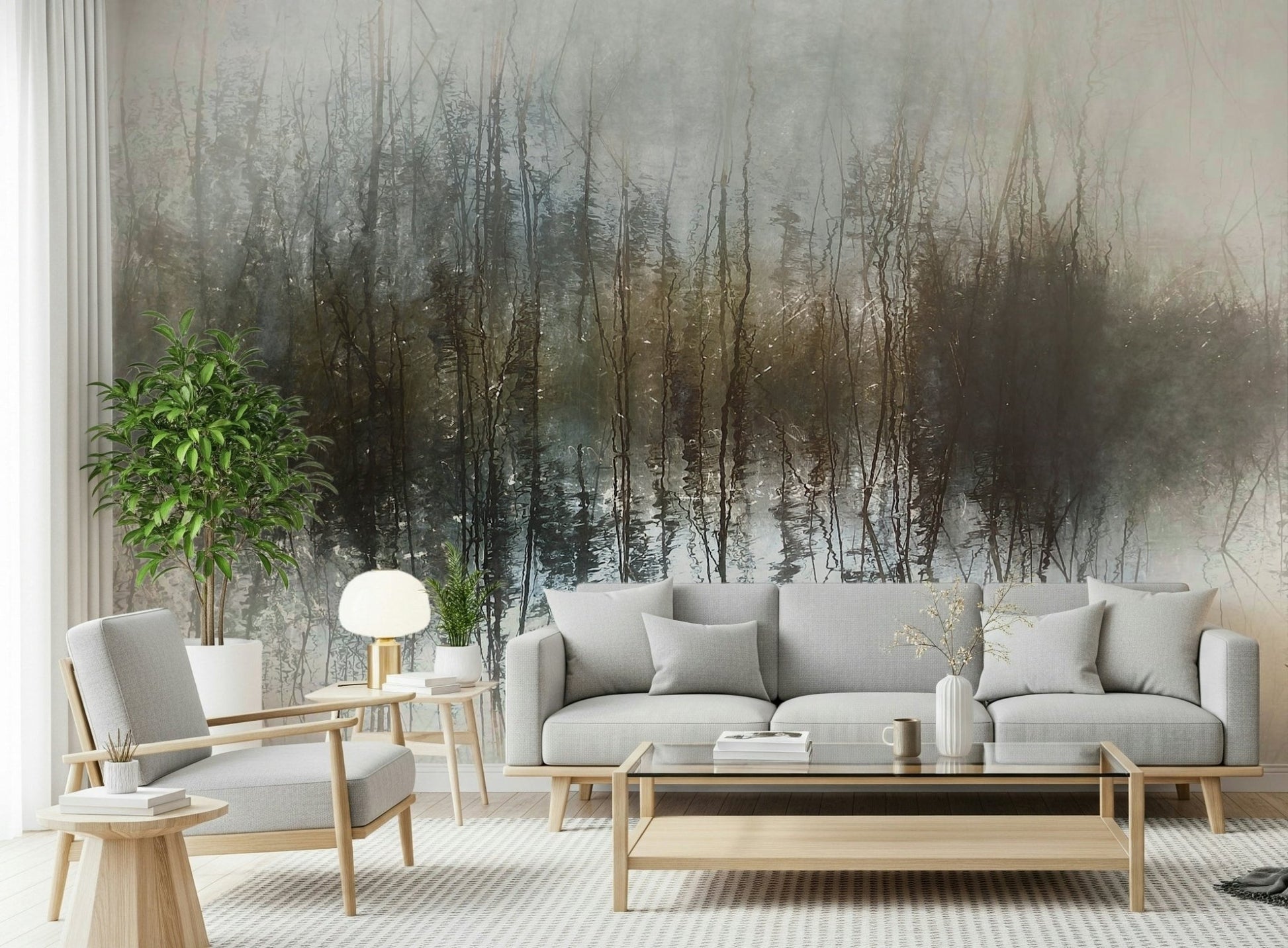 A beautiful ethereal abstract wallpaper mural with a calming, reflective effect., GD5624