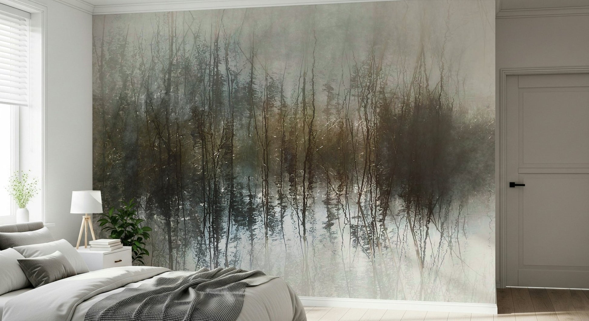 A serene fluid pattern wall mural for contemplative decor., GD5624