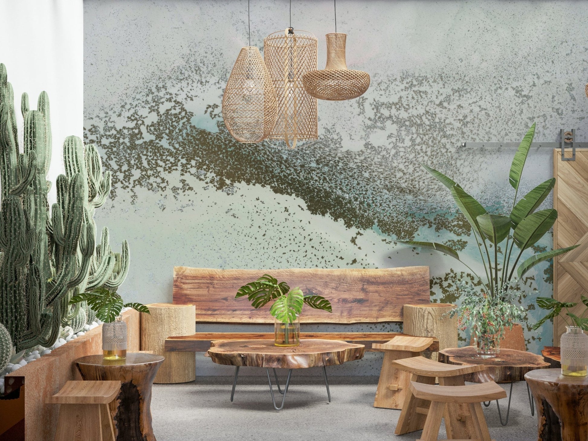 A serene subtle coastline wall mural for your decor.