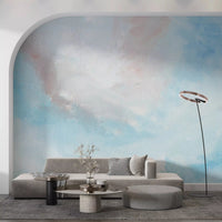 Ethereal Sky Canvas Wall Mural makes a grand statement in an living room!!